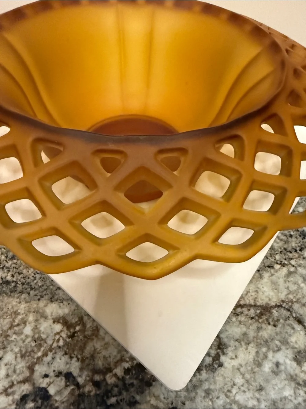 Vintage Westmoreland Frosted Amber Lattice bowl